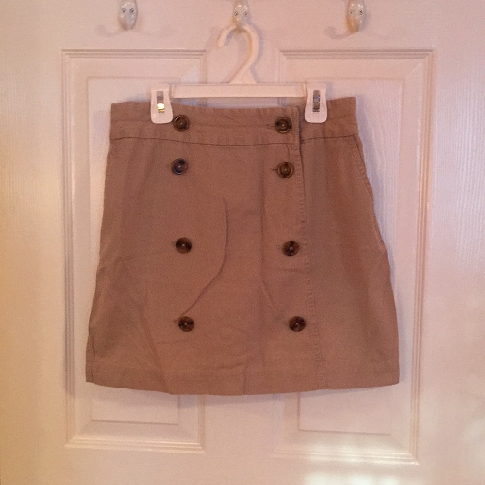 Double button straight khaki skirt